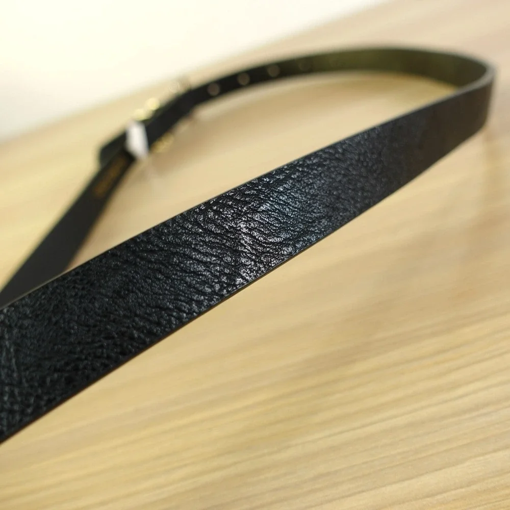 Vince Camuto Belt Womens Medium Black Faux Leather Silver Buckle Classic